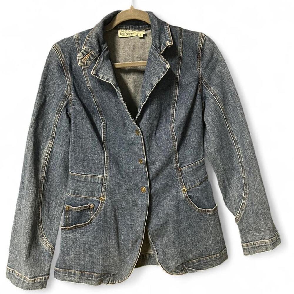 Small vintage 90s Newport News Jeanology denim blazer jacket.